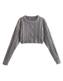 Fashion Grey Argyle Knit Sweater