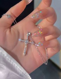 Fashion 17# Alloy Diamond Cross Necklace