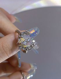 Fashion Ring Alloy Diamond Split Heart Ring