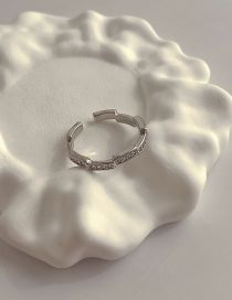 Fashion Irregular Zirconia Ring Brass Zirconia Geometric Split Ring