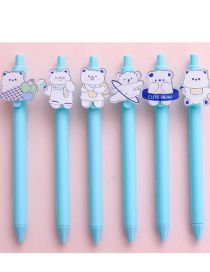 Fashion Blue Rod-cute Baby Bear Cartoon Writing Press Pen 6 Boxes