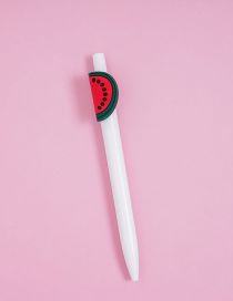 Fashion White Pole - Watermelon Cartoon Fruit Press Ballpoint Pen