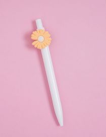 Fashion White Stem-orange Daisy Cartoon Fruit Press Ballpoint Pen