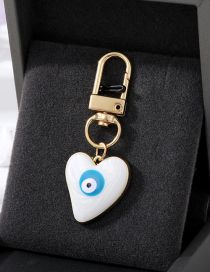 Fashion White Heart Quicksand Eyes Heart Keychain