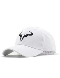Fashion White Cotton Horn Embroidered Baseball Cap