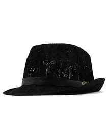 Fashion Black Straw Cutout Jazz Hat