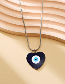 Fashion Gold Metal Oil Drip Heart Eye Necklace