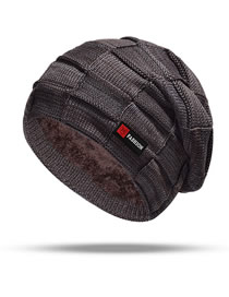 Fashion Single Cap Coffee Acrylic Knit Patch Beanie