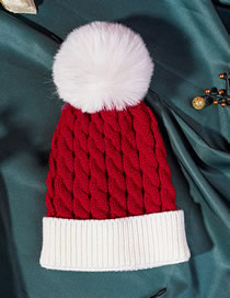 Fashion Red Spell White Acrylic Knitted Pom Color Block Children's Beanie
