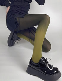 Fashion C Velvet Upper Deep Army Green Closed Crotch (ordinary File) Gradient Silk Stockings