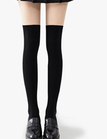 Fashion Black Above The Skin And Below The Knees Velvet-paneled Over-the-knee Stockings