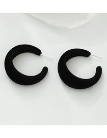 Fashion Black Flocked C-shaped Earrings