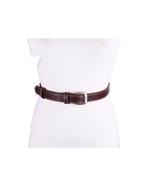 Fashion Red Coffee 140cm Metal Square Buckle Wide Belt