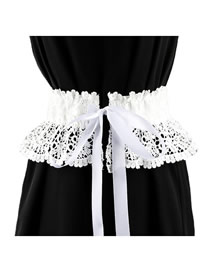 Fashion 04 Ribbon Short / White Woven Lace Girdle