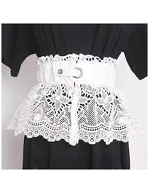 Fashion 05 Button / White Woven Lace Girdle