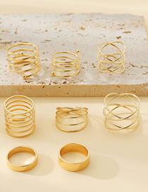 Fashion Gold Pure Copper Geometric Multilayer Ring Set