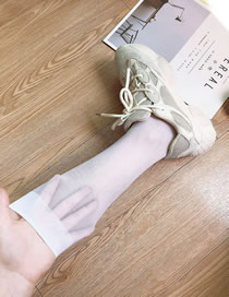 Fashion White Thin Calf Socks Core-spun Ribbed Ultra-thin Stockings