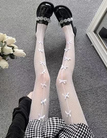 Fashion Multi-butterfly White Hollow Lace Bow Stockings