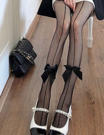 Fashion Single Butterfly Black Hollow Lace Bow Stockings