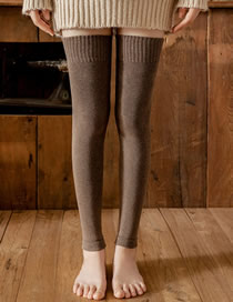 Fashion Leg Wrap Coffee Poly Cotton Knitted Knee Socks