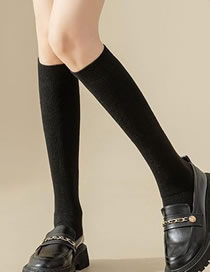 Fashion Calf Socks Black Poly Cotton Knitted Knee Socks