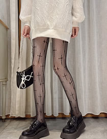 Fashion Net Cross Velvet-jacquard Lace Fishnet Socks