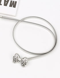 Fashion No. 14/silver Thin Metal Diamond Bow Belt