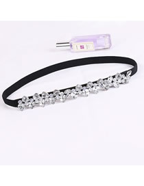 Fashion White Pu Diamond Geometric Thin Belt