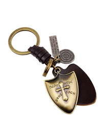 Fashion Ancient Bronze Alloy Bronze Cross Shield Keychain