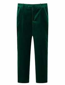 Fashion Green Polyester Straight Leg Trousers