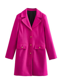 Fashion Rose Red Polyester Lapel Breasted Coat Coat