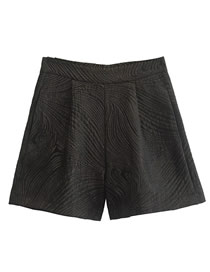 Fashion Black Polyester Jacquard Shorts