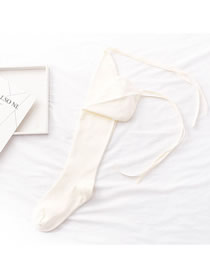 Fashion White Colored Cotton Bundle Knit Stockings
