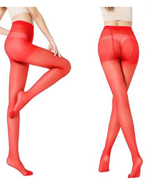 Fashion Cored Silk Stockings Bright Red Velvet Solid Knit Stockings