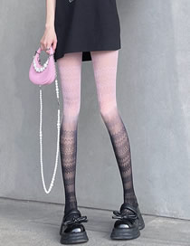 Fashion Gradient Pink [net Stockings] Gradient Cutout Lace Fishnet Stockings