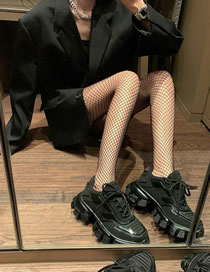 Fashion China Open - Black Nylon Fishnet Diamond Mesh Socks