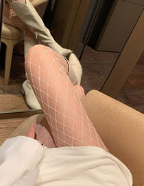 Fashion Large Net - White Nylon Jacquard Hollow Stockings