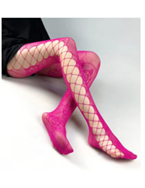 Fashion Rose Red Nylon Net Stockings Rose Jacquard Side Cross Strap Stockings