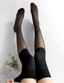 Fashion 1 Pair Black Velvet Paneled Stockings
