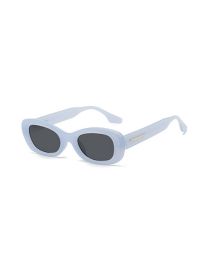 Fashion Gray Frame Blue Oval Rice Stud Sunglasses