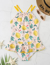 Fashion Yellow Lemon Nylon Print One-piece Swimsuit