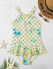 Fashion Yellow Mermaid Nylon Print One-piece Swimsuit