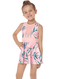 Fashion Peach Children's Models Nylon Printed Mesh Stitching Children's Two-piece Swimsuit