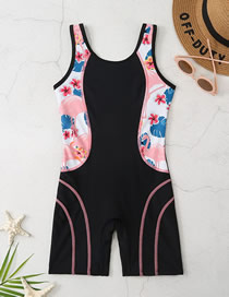 Fashion Black Spandex Print Children's One-piece Swimsuit