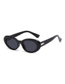 Fashion Bright Black All Gray Oval Gradient Sunglasses