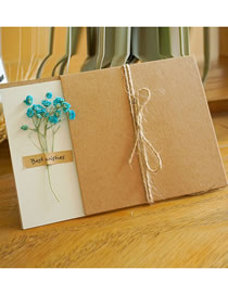Fashion Blue Starry Sky Kraft Paper Floral Greeting Card