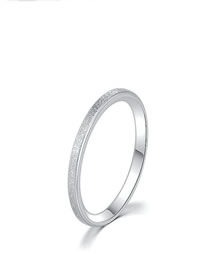 Fashion Silver - 2mm Pearl Sand Titanium Geometric Ring