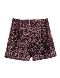 Fashion Red Sequined Pleated Shorts