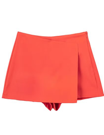 Fashion Orange Solid Color Slit High Waist Culottes