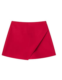 Fashion Red Solid Color Irregular Culottes